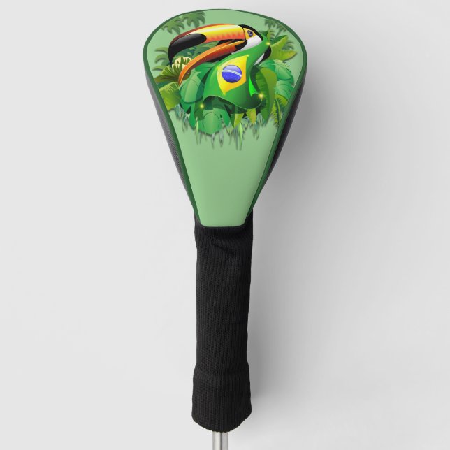 Funda Para Palo De Golf Toco Toucan con bandera de Brasil (Anverso)