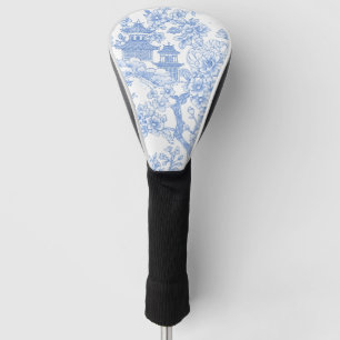 Funda Para Palo De Golf Toile de Chinoiserie Azul Dragón Flor de Cerezo