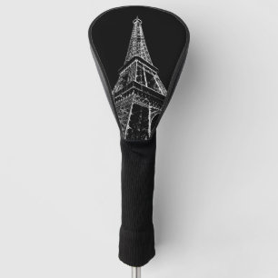Funda Para Palo De Golf Torre Eiffel Blanco Negro París Viaje Vintage