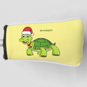 Funda Para Palo De Golf Tortuga alegre lindo con sombrero de Santa