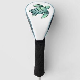 Funda Para Palo De Golf tortuga marina pintada con acuarela azul verde de