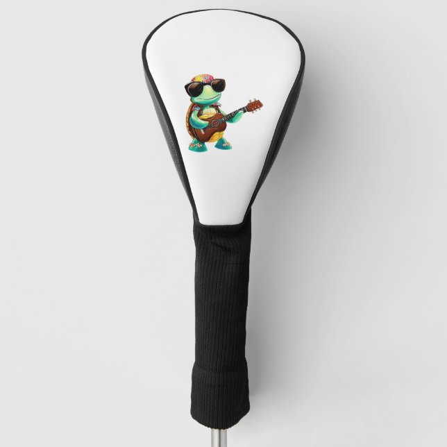 Funda Para Palo De Golf Tortuga tropical con guitarra (Anverso)