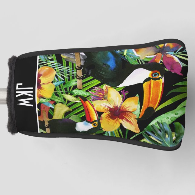 Funda Para Palo De Golf Toucans tropical y de moda moderno floral exótico (Anverso)