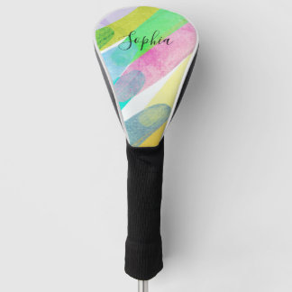 Funda Para Palo De Golf Trazos de color diagonales, nombre, arte abstracto