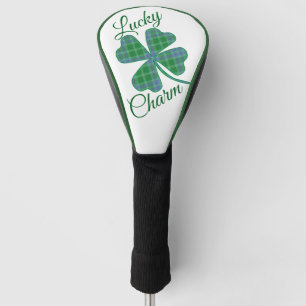 Funda Para Palo De Golf Trébol de Cuadros Verde Afortunado de Cuatro Hojas