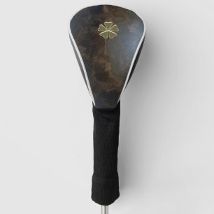 Funda Para Palo De Golf Trébol dorado elegante, aspecto de cuero