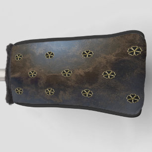 Funda Para Palo De Golf Trébol elegante dorado, tréboles, aspecto de cuero