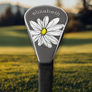 Funda Para Palo De Golf Trendy Daisy with gray and yellow