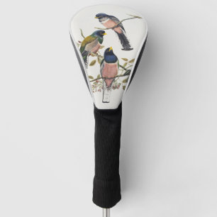 Funda Para Palo De Golf Tres vibrantes trogones posados en una rama arte d