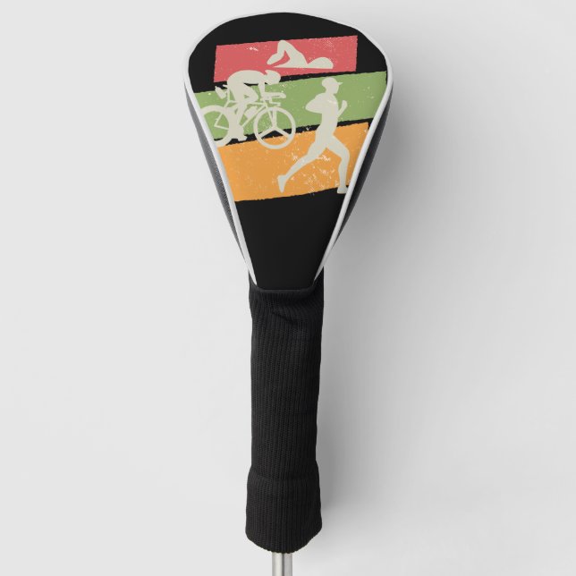 Funda Para Palo De Golf Triatlón retro vintage (Anverso)