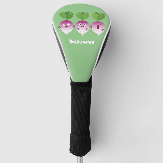 Funda Para Palo De Golf Trío de verduras de nabo lindo personalizado (Anverso)