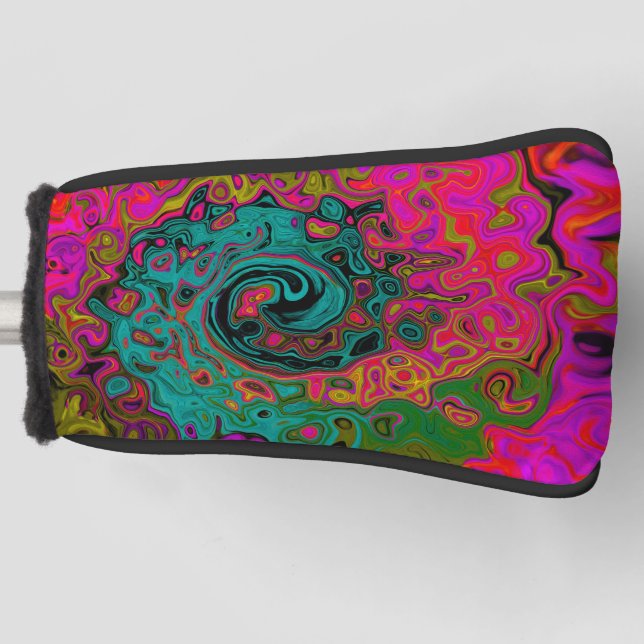 Funda Para Palo De Golf Trippy Turquoise Resumen Retro Liquid Swirl (Anverso)