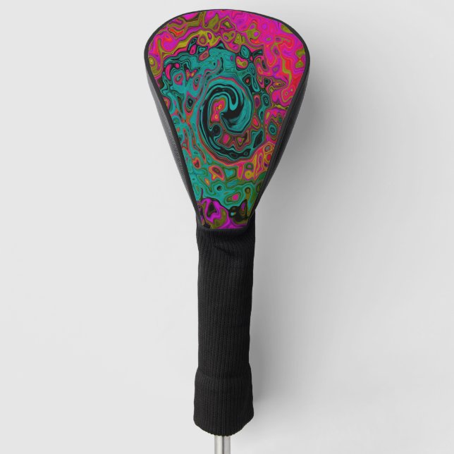 Funda Para Palo De Golf Trippy Turquoise Resumen Retro Liquid Swirl (Anverso)