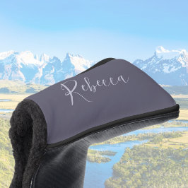 Funda Para Palo De Golf Tu nombre | Elegante guión de lavanda en morado ne