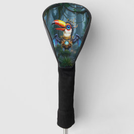 Funda Para Palo De Golf Tucán steampunk iluminado por la luna.