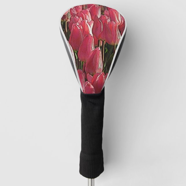 Funda Para Palo De Golf Tulipanes rosados de bonito (Anverso)