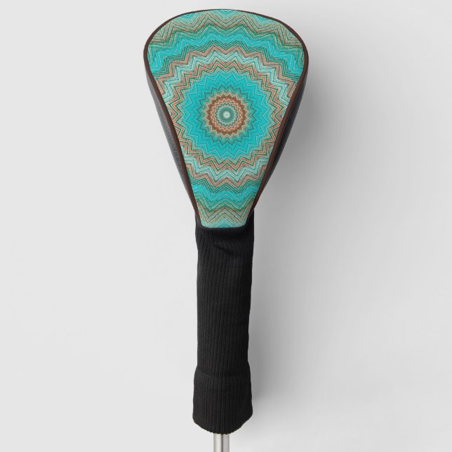 Funda Para Palo De Golf Turquesa, beige y circular. Mandala. (Anverso)