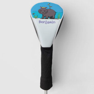 Funda Para Palo De Golf Un gracioso hipopótamo con personalizado de pájaro