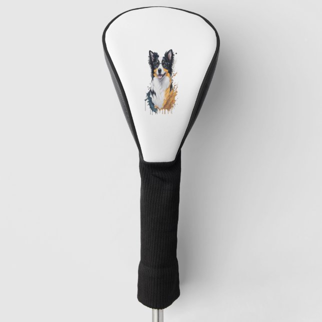 Funda Para Palo De Golf Un lindo collar de frontera para perros [RB#10009] (Anverso)