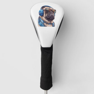 Funda Para Palo De Golf Un perro habu llevando gafas de sol y audífonos