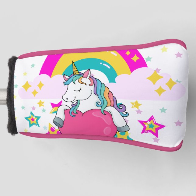 Funda Para Palo De Golf Unicornio arcoiris con estrellas (Anverso)