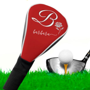 Funda Para Palo De Golf Unique Red with Custom Monogram Name Rose
