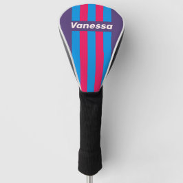 Funda Para Palo De Golf Uvas eléctricas retro con rayas de pin y nombre