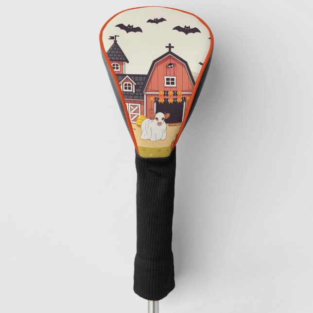 Funda Para Palo De Golf Vaca y granja de Halloween (Anverso)