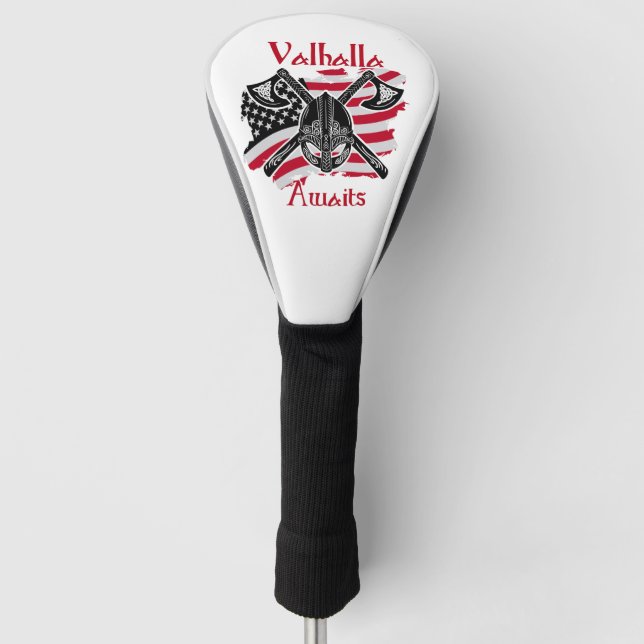 Funda Para Palo De Golf Valhalla Awaits - Bandera estadounidense (Anverso)