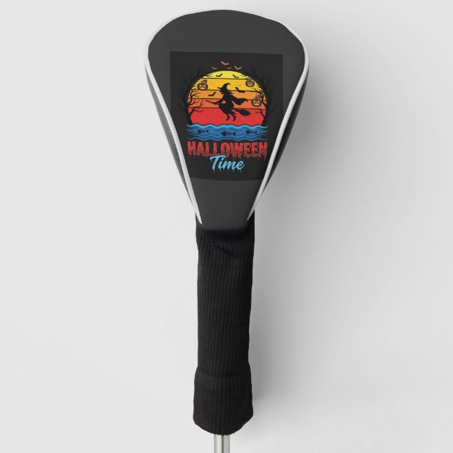 Funda Para Palo De Golf Vector Bruja Atardecer Halloween (Anverso)