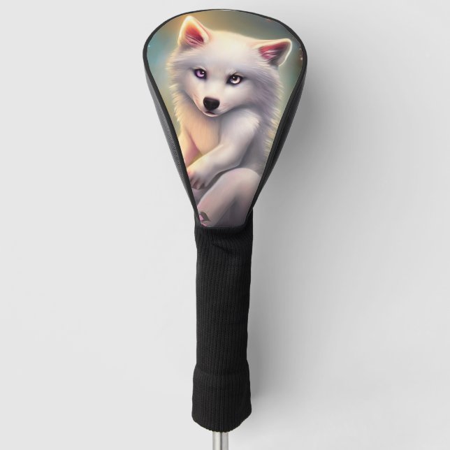 Funda Para Palo De Golf Vela de cumpleaños Bebé blanco adorable Fox (Anverso)