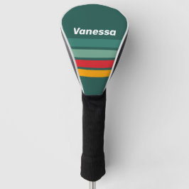 Funda Para Palo De Golf Verde en rayas con nombre