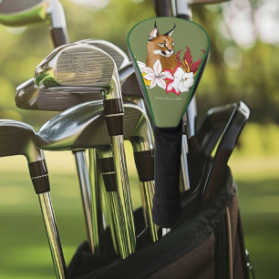 Funda Para Palo De Golf Verde floral de gato salvaje caracal