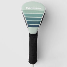 Funda Para Palo De Golf Verde Océano Nostálgico con Rayas y Nombre