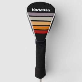 Funda Para Palo De Golf Vibra Retro Arcoíris a Través de Rayas con Nombre