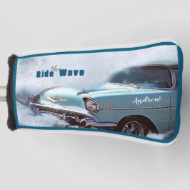 Funda Para Palo De Golf Vintage Aqua Car "Ride The Wave" Quote Ocean Beach