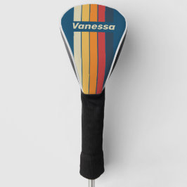 Funda Para Palo De Golf Vintage Blue Rainbow Pin Striped with Name