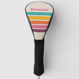 Funda Para Palo De Golf Vintage Candy Rainbow Across Striping with Name