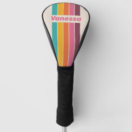 Funda Para Palo De Golf Vintage Candy Rainbow Pin Striped with Name