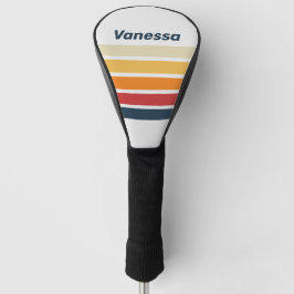 Funda Para Palo De Golf Vintage Faded Rainbow Across Striping with Name