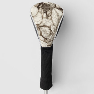 Funda Para Palo De Golf Vintage Floral Sepia Pattern (9) Tapa de la cabeza