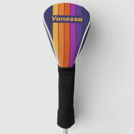 Funda Para Palo De Golf Vintage Grape Rainbow Pin Striped with Name