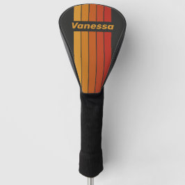 Funda Para Palo De Golf Vintage Midnight Sunset Pin Striped with Name