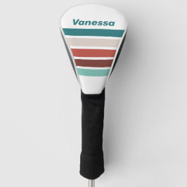 Funda Para Palo De Golf Vintage Mint Arcoíris a través de rayas con nombre