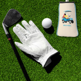 Funda Para Palo De Golf Vintage Retro Golf Cart Cute Blue Monogrammed