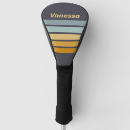 Funda Para Palo De Golf Vintage Retrograde Rainbow Across Striping & Name