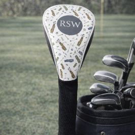 Funda Para Palo De Golf Watercolor Golf Pattern Monogram 