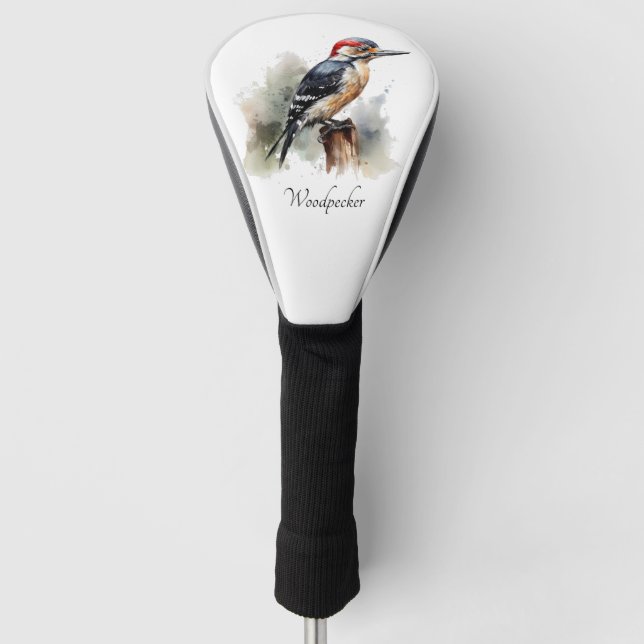Funda Para Palo De Golf Watercolor Woodpecker Woodland, personalizado (Anverso)