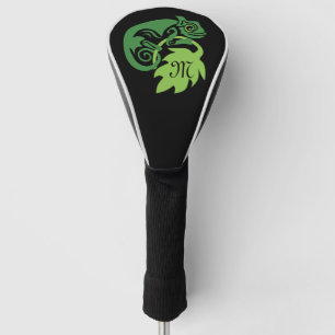 Funda Para Palo De Golf Whimsical Chameleon trepando en el monograma de la