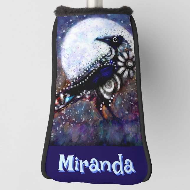 Funda Para Palo De Golf Whimsical Raven Moon Floral Personalized (Girar 90)